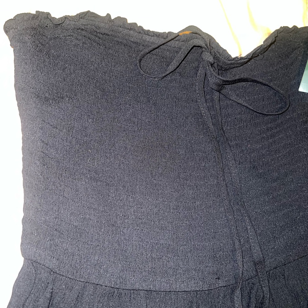 Black Ribbed Strapless Romper - Picture 2 of 4